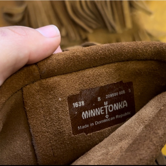 Min neto la Layer Fringed Leather Stitched Moccasin Pool no Boots Size 8 - Picture 9 of 13